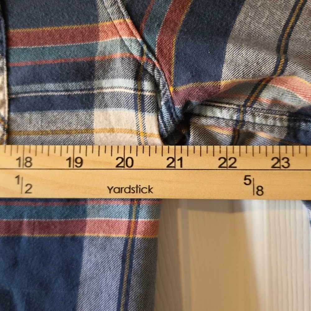 Vintage GUESS Pearl Snap Western Plaid Shirt Blue Orange Contrast Yoke Flannel - Picture 8 of 10